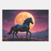 Wilde mustangs Kleurrijke nachtelijke hemel wilde Inpakpapier Vel (Voorkant 2)