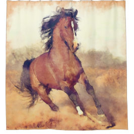 Wilde Mustangs stampede waterverf Douchegordijn