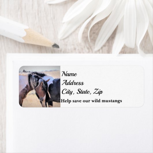 Wilde Mustangs van het Adres van het Westen Etiket (Insitu)