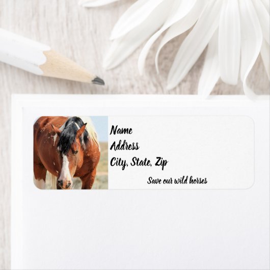 Wilde Mustangs van het Adres van het Westen Etiket (Insitu)