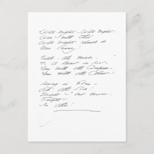 Wilde nachten, wilde nachten Manuscript Briefkaart