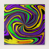 Wilde natte zwijn in groen Paars en geel Legpuzzel (Horizontaal)