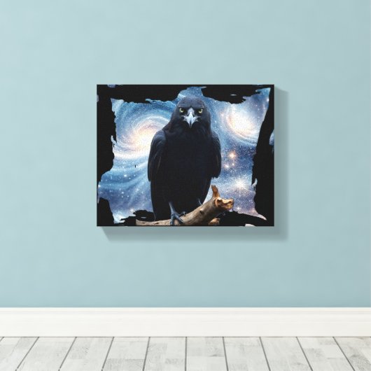 Wilde Natuur Crow-Raven Canvas Muurkunst (Insitu (Houten vloer))