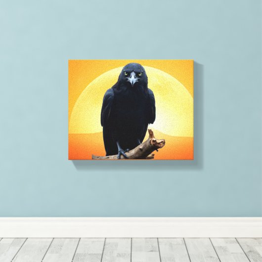 Wilde Natuur Crow-Raven Canvas Muurkunst (Insitu (Houten vloer))