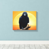 Wilde Natuur Crow-Raven Canvas Muurkunst Afdruk (Insitu (Houten vloer))