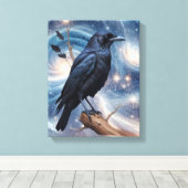 Wilde Natuur Crow-Raven Canvas Muurkunst Afdruk (Insitu (Houten vloer))