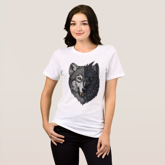 Wilde Natuur Crow-Wolf Raven Tri-Blend Shirt (Voorkant volledig)