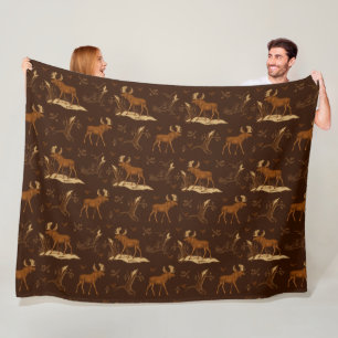 Wilde Natuur Eland Vogels Donkerbruin Rustiek Kamp Fleece Deken