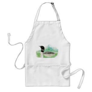 Wilde natuur Kunst Common Loon Bird Apron Standaard Schort