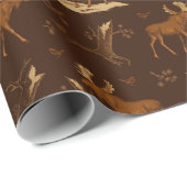 Wilde Natuur Moose Vogels Donkere bruine Rotische  Cadeaupapier (Rol Hoek)
