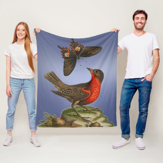 Wilde Natuur vlinder en vogel Fleece Deken (In situ)