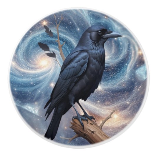 Wilde Natuur Vogel Kraai-Raaf Keramische Knop (Voorkant)