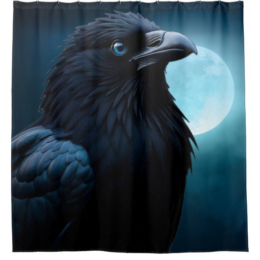 Wilde Natuur Vogels Moon Crow-Raven Douchegordijn (Voorkant)