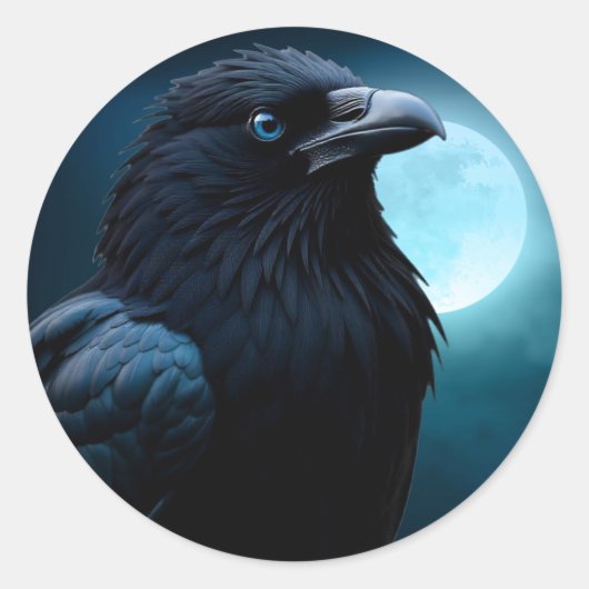 Wilde Natuur Vogels Moon Crow-Raven Stickers (Voorkant)