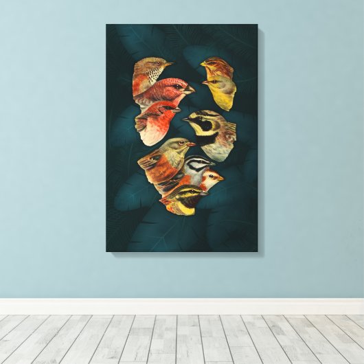 Wilde Natuur Vogels van een veer Canvas Afdruk (Insitu (Houten vloer))