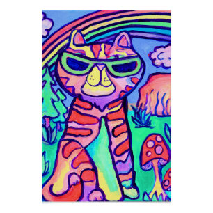 Wilde Neon Kat Cool Kunst Schilderij Fun  Perfect Poster