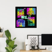 Wilde neondieren poster (Thuiskantoor)