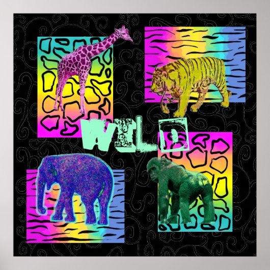 Wilde neondieren poster (Voorkant)