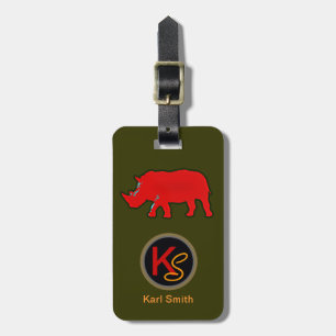 Wilde neushoorn Naam toevoegen . Monogram Bagagelabel