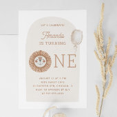 wilde | Neutraal Boho Lion eerste verjaardag Kaart