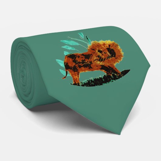 Wilde Oerwoud Big Cat Art Lion Stropdas (Opgerold)