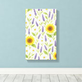 Wilde oerwoud bloemmotief, weelderige groene blade canvas afdruk (Insitu (Houten vloer))