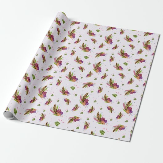 Wilde Oerwoud Bloom Cadeaupapier (Uitgerold)