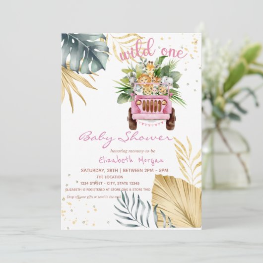 Wilde Oerwoud Dieren Baby shower Kaart (Staand voorkant)