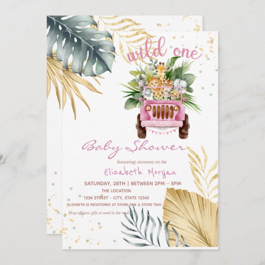 Wilde Oerwoud Dieren Baby shower Kaart (Voorkant / Achterkant)