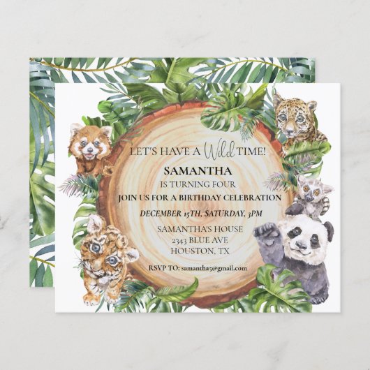 Wilde Oerwoud Dieren Tiger Panda Waterverf (Voorkant / Achterkant)