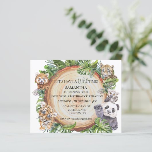 Wilde Oerwoud Dieren Tiger Panda Waterverf (Staand voorkant)