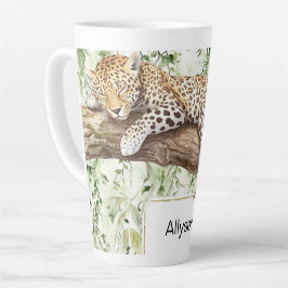 Wilde Oerwoud Groene Ivy Leopard Verjaardag Latte Mok