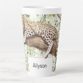 Wilde Oerwoud Groene Ivy Leopard Verjaardag Latte Mok (Voorkant)