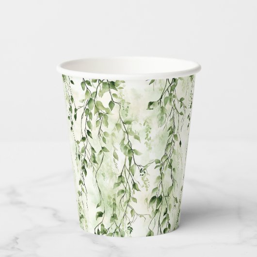 Wilde Oerwoud Groene Ivy Leopard Verjaardag Papieren Bekers (Achterkant)