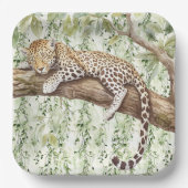 Wilde Oerwoud Groene Ivy Leopard Verjaardag Papieren Bordje (Voorkant)