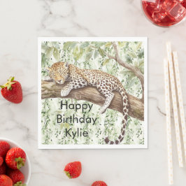 Wilde Oerwoud Groene Ivy Leopard Verjaardag Servet