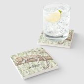 Wilde Oerwoud Groene Ivy Leopard Verjaardag Stenen Onderzetter (Zijkant)