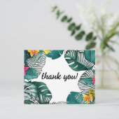 Wilde Oerwoud laat roze gele hibiscusbloemen achte Briefkaart (Staand voorkant)