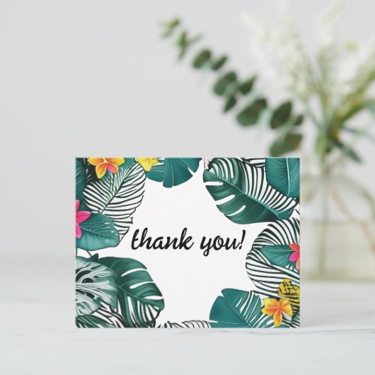 Wilde Oerwoud laat roze gele hibiscusbloemen achte Briefkaart (Staand voorkant)