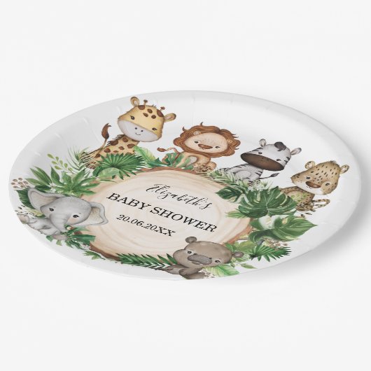 Wilde Oerwoud Safari Dieren 1e verjaardag Papieren Bordje (Gekanteld)