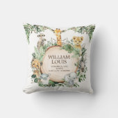 Wilde Oerwoud Safari Dieren geboorte Stats Boy Nur Kussen (Voorkant)