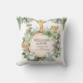 Wilde Oerwoud Safari Dieren geboorte Stats Boy Nur Kussen