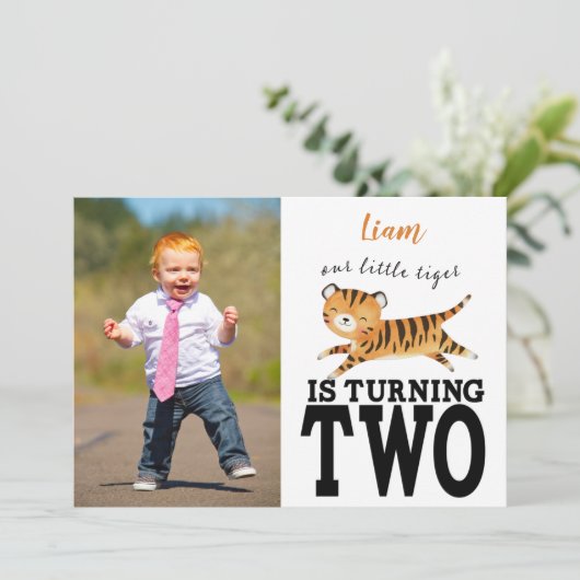 Wilde Oerwoud Tiger 2e verjaardag uitnodiging (Staand voorkant)