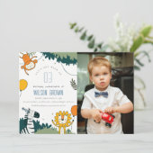 Wilde Oerwouden Kinder Foto van Birthday Uitnodige Bedankkaart (Staand voorkant)