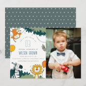 Wilde Oerwouden Kinder Foto van Birthday Uitnodige Bedankkaart (Voorkant / Achterkant)