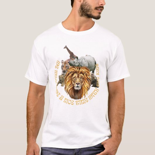 Wilde Oerwouden met majestueuze leeuw gecentreerd T-shirt (Voorkant)