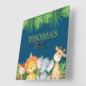 Wilde Oerwouden Safari Kinderen Nursery Décor Vierkante Klok (Hoek)