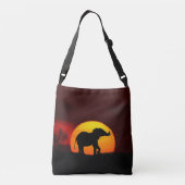 Wilde olifant en zonsopgang op het oerwoud crossbody tas (Achterkant)