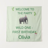 Wilde Olifant Feest Verwelkoming Kunst Wandkleed (Voorkant)