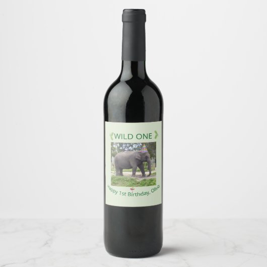 Wilde Olifant Feestje Behandeling Wijn Etiket (Voorkant)